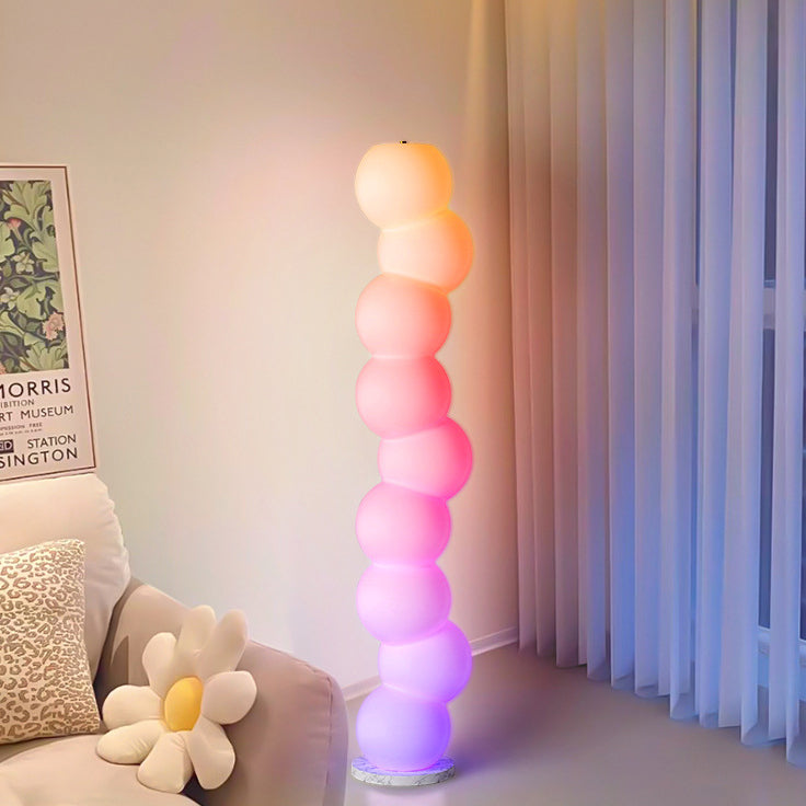 Zeitgenössische Einfachheit PE Ball Spieß Marmor Basis LED Stehende Stehlampe Für Schlafzimmer 