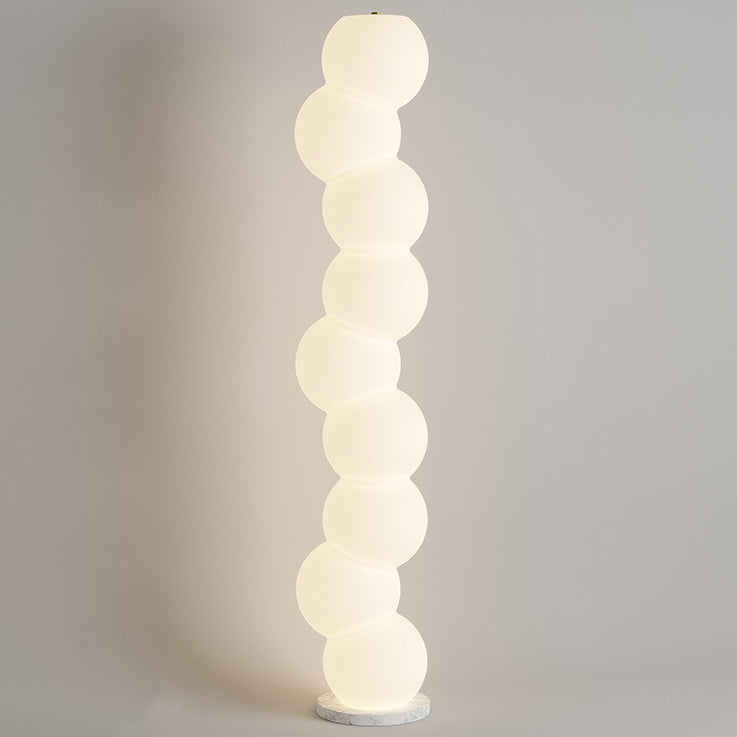 Zeitgenössische Einfachheit PE Ball Spieß Marmor Basis LED Stehende Stehlampe Für Schlafzimmer 