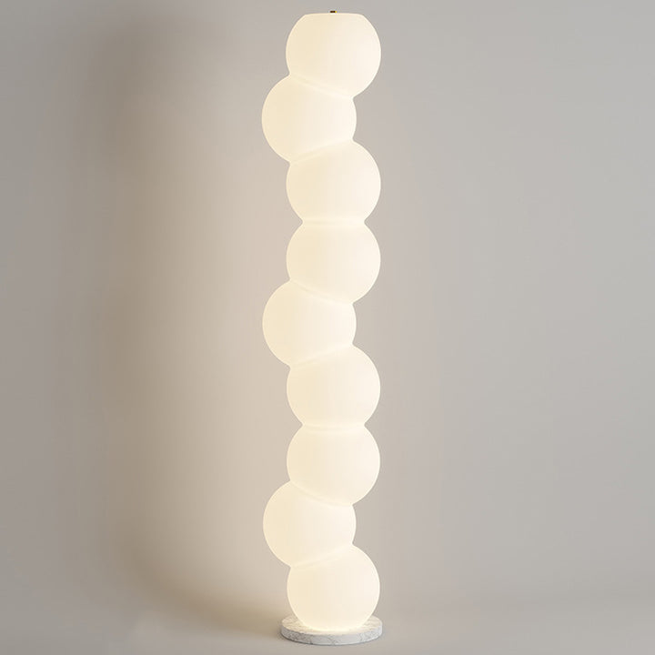 Zeitgenössische Einfachheit PE Ball Spieß Marmor Basis LED Stehende Stehlampe Für Schlafzimmer 