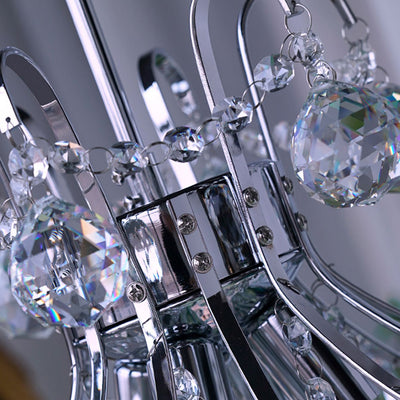 Modern Luxury Crystal String Hardware Arc Frame 4-Light Chandelier For Living Room