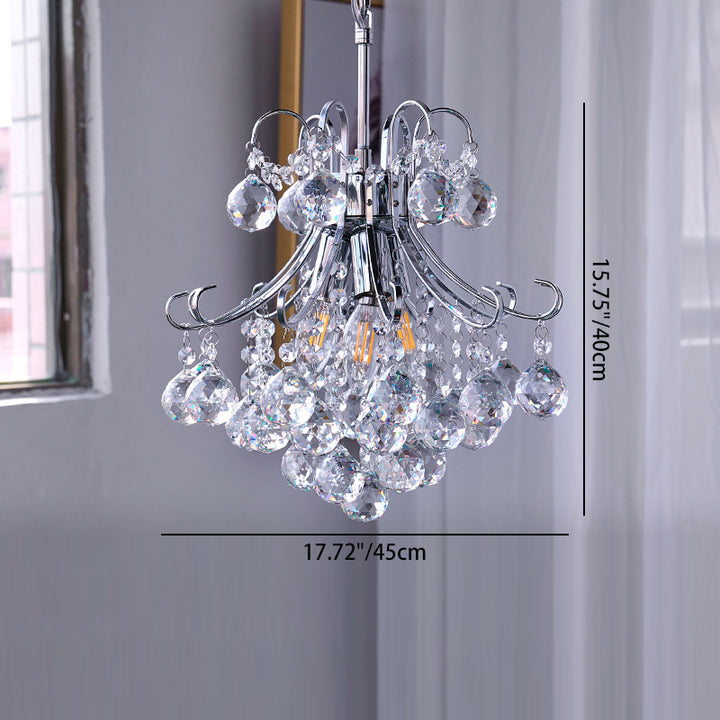Modern Luxury Crystal String Hardware Arc Frame 4-Light Chandelier For Living Room