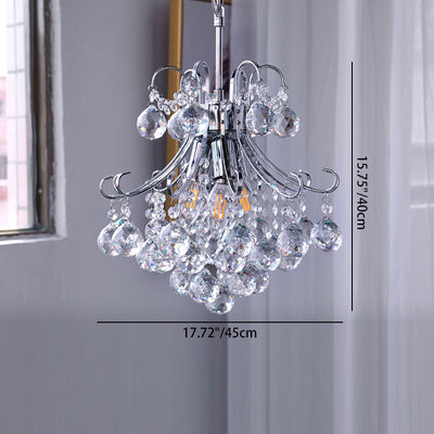 Modern Luxury Crystal String Hardware Arc Frame 4-Light Chandelier For Living Room