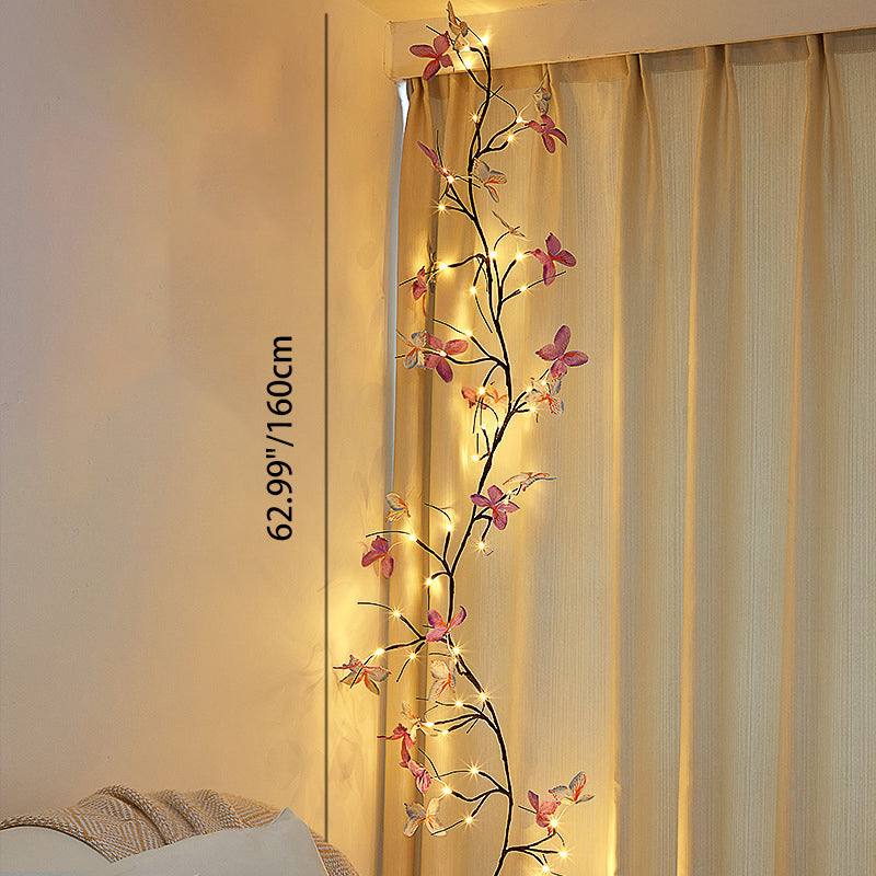 Lampe murale LED imitation branches de papillon en tissu créatif contemporain pour décoration de salon 