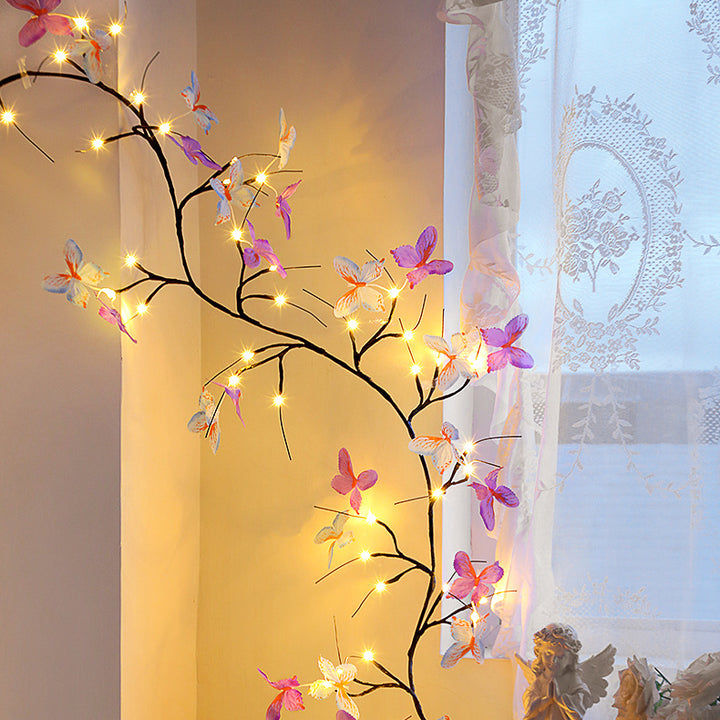 Lampe murale LED imitation branches de papillon en tissu créatif contemporain pour décoration de salon 