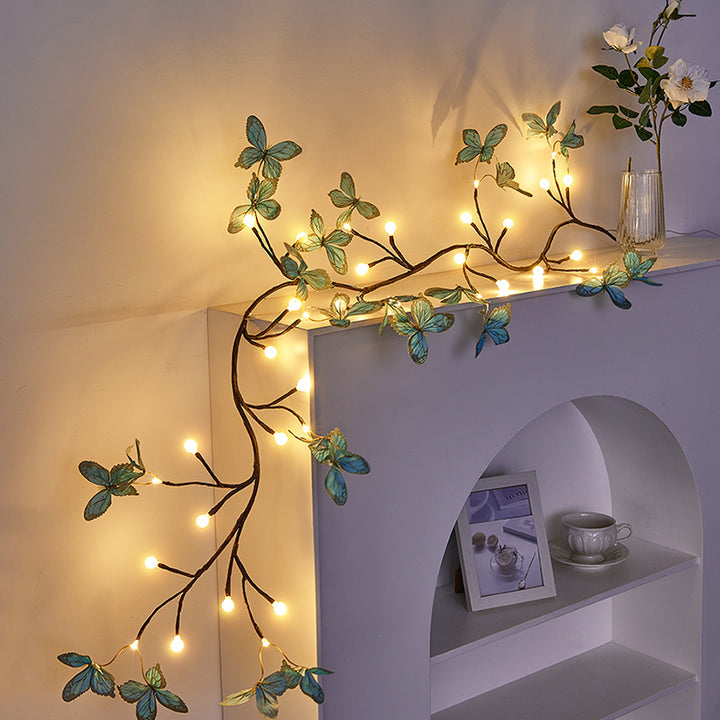 Lampe murale LED imitation branches de papillon en tissu créatif contemporain pour décoration de salon 