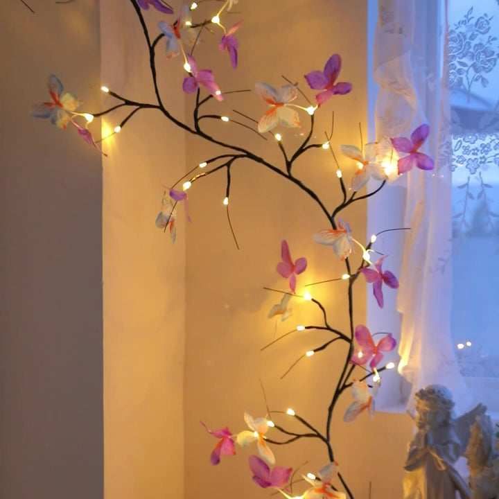 Lampe murale LED imitation branches de papillon en tissu créatif contemporain pour décoration de salon 