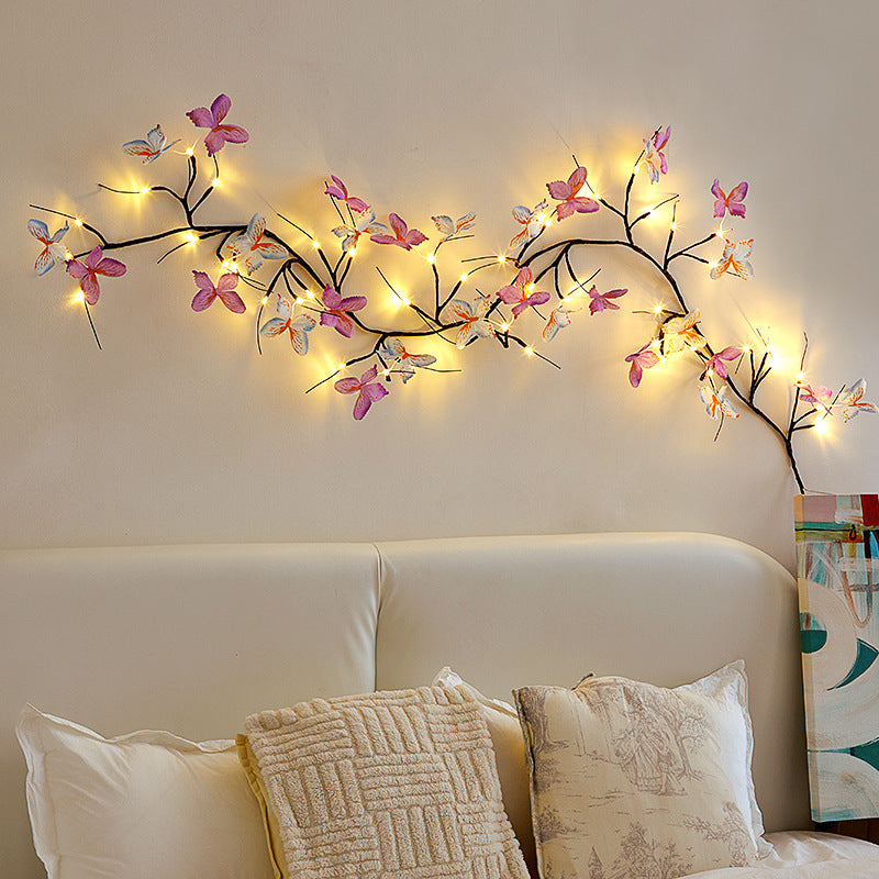 Lampe murale LED imitation branches de papillon en tissu créatif contemporain pour décoration de salon 