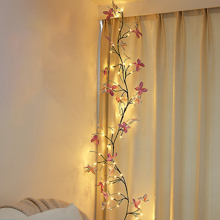 Lampe murale LED imitation branches de papillon en tissu créatif contemporain pour décoration de salon 