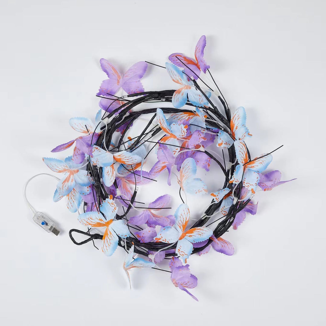 Lampe murale LED imitation branches de papillon en tissu créatif contemporain pour décoration de salon 