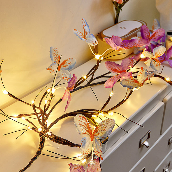 Lampe murale LED imitation branches de papillon en tissu créatif contemporain pour décoration de salon 