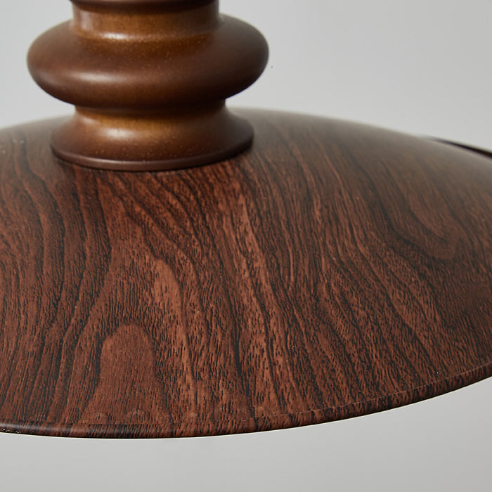 Lámpara colgante LED redonda de acrílico con efecto de madera vintage tradicional para sala de estar 