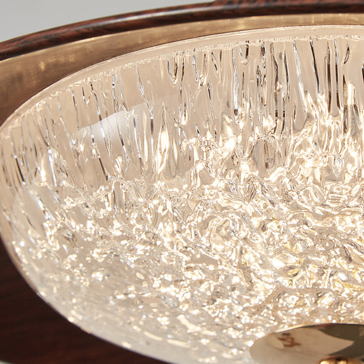 Lámpara colgante LED redonda de acrílico con efecto de madera vintage tradicional para sala de estar 
