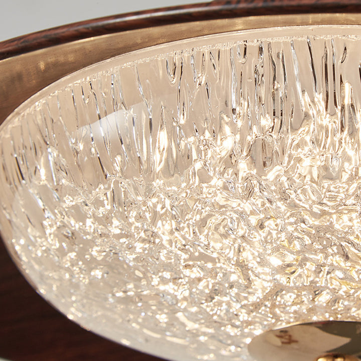 Lámpara colgante LED redonda de acrílico con efecto de madera vintage tradicional para sala de estar 