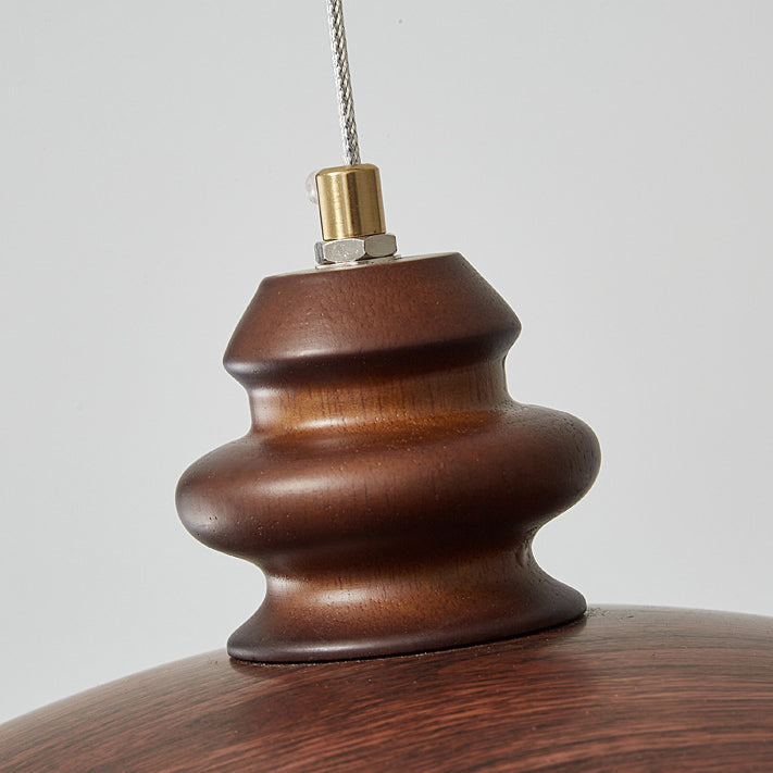 Lámpara colgante LED redonda de acrílico con efecto de madera vintage tradicional para sala de estar 
