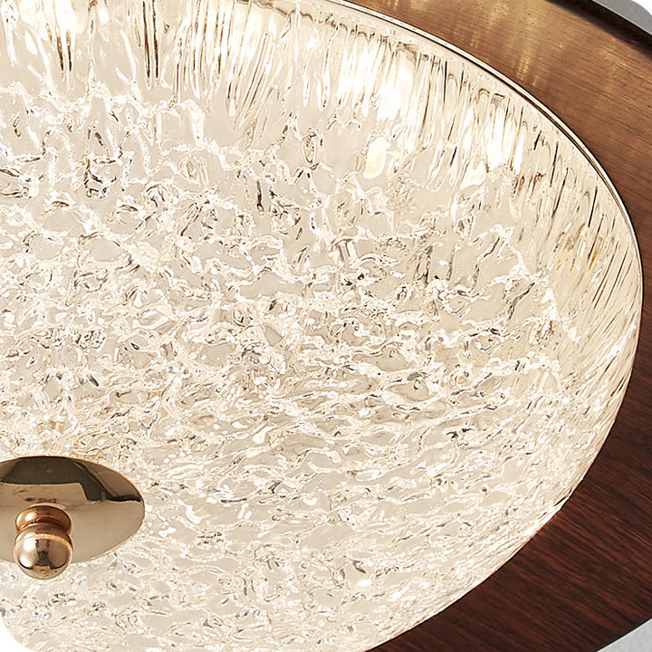 Lámpara colgante LED redonda de acrílico con efecto de madera vintage tradicional para sala de estar 