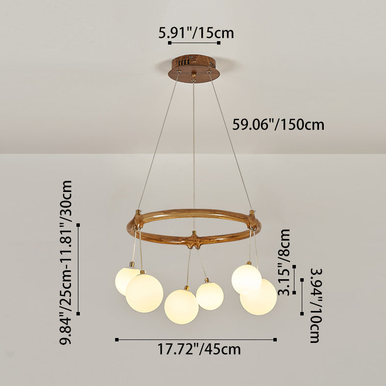 Traditioneller Vintage-Astharzring Acrylkugel-Schirm 6/8/10/12/16-Licht Kronleuchter für Wohnzimmer 