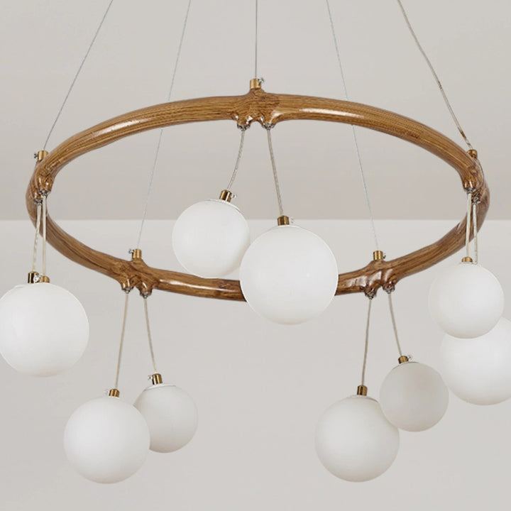 Traditioneller Vintage-Astharzring Acrylkugel-Schirm 6/8/10/12/16-Licht Kronleuchter für Wohnzimmer 
