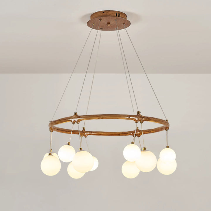 Traditioneller Vintage-Astharzring Acrylkugel-Schirm 6/8/10/12/16-Licht Kronleuchter für Wohnzimmer 