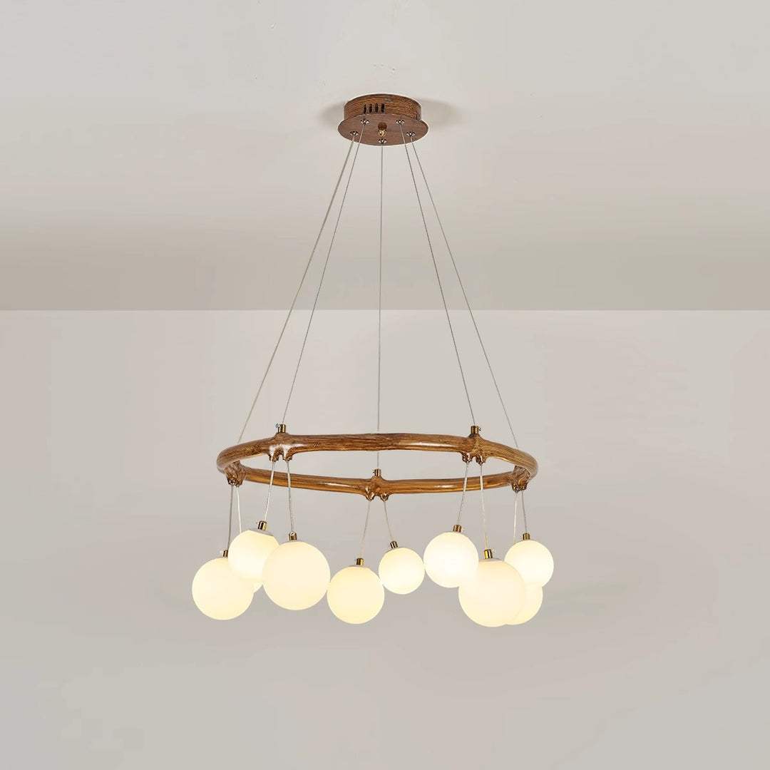 Traditioneller Vintage-Astharzring Acrylkugel-Schirm 6/8/10/12/16-Licht Kronleuchter für Wohnzimmer 