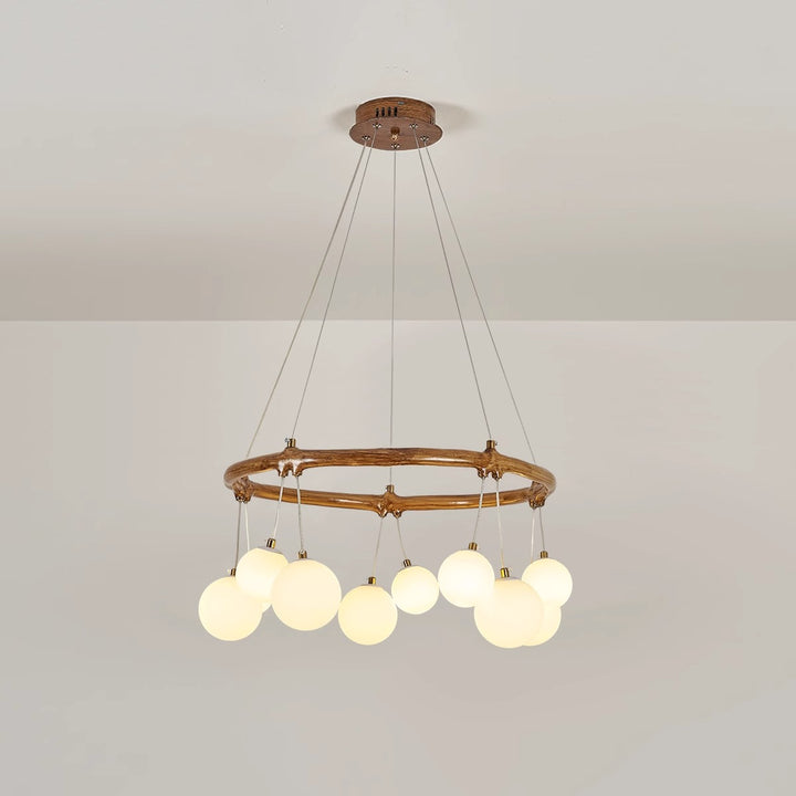 Traditioneller Vintage-Astharzring Acrylkugel-Schirm 6/8/10/12/16-Licht Kronleuchter für Wohnzimmer 