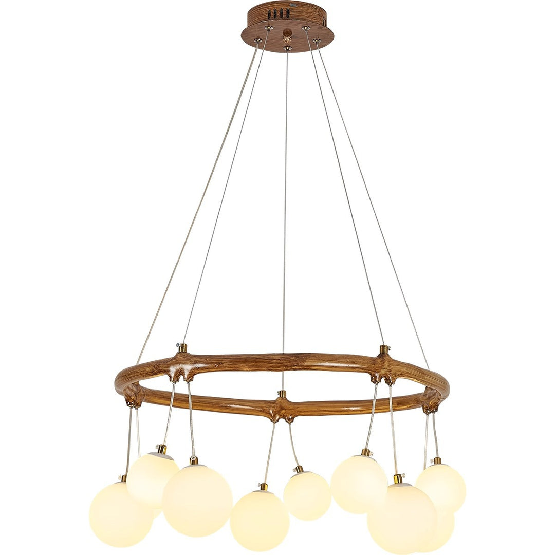 Traditioneller Vintage-Astharzring Acrylkugel-Schirm 6/8/10/12/16-Licht Kronleuchter für Wohnzimmer 
