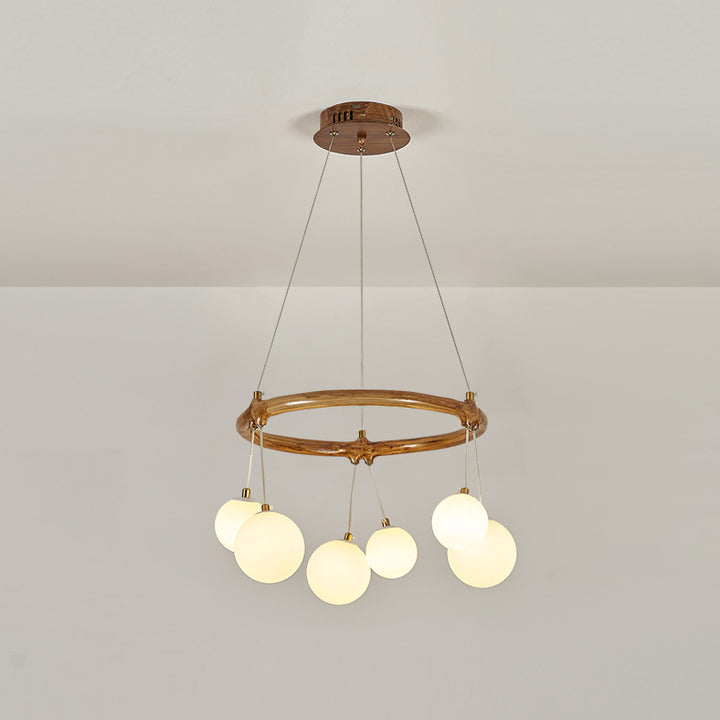 Traditioneller Vintage-Astharzring Acrylkugel-Schirm 6/8/10/12/16-Licht Kronleuchter für Wohnzimmer 