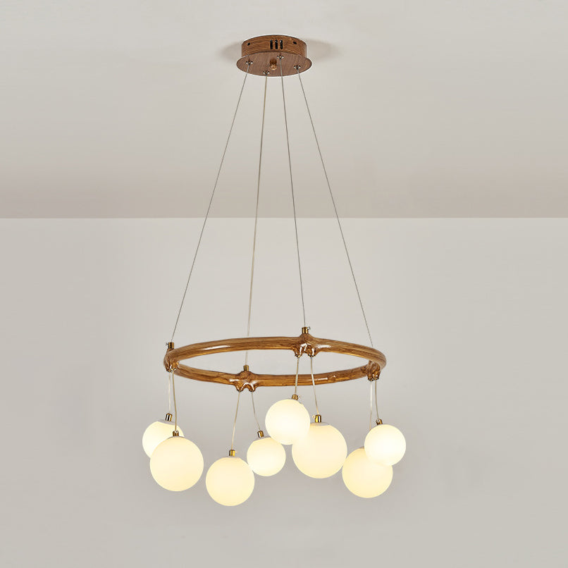 Traditioneller Vintage-Astharzring Acrylkugel-Schirm 6/8/10/12/16-Licht Kronleuchter für Wohnzimmer 