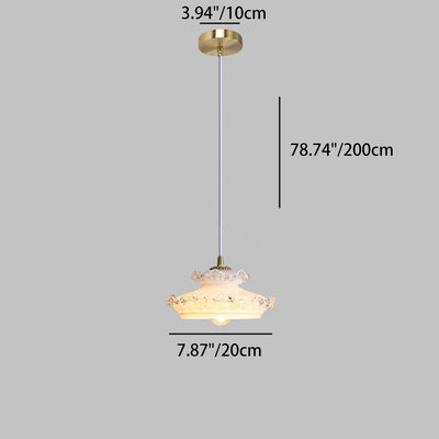 Traditionelle französische Messing-Blumenglas-Lampenschirm 1-Licht-Pendelleuchte für das Wohnzimmer 
