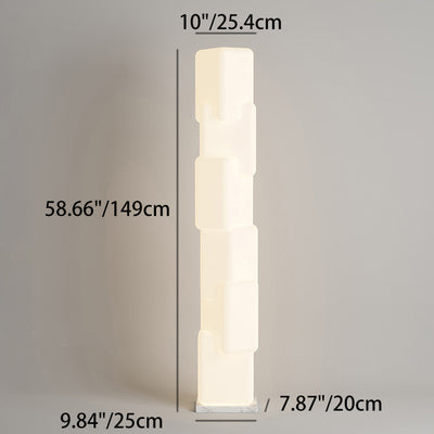 Lámpara de pie LED con base de mármol en bloque cuadrado PE de simplicidad contemporánea para dormitorio 