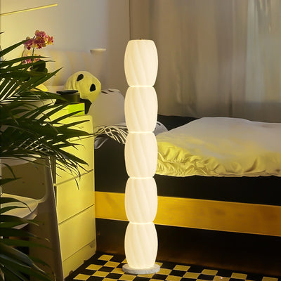 Lámpara de pie LED con base de mármol y pantalla de algodón PE de simplicidad contemporánea para dormitorio 