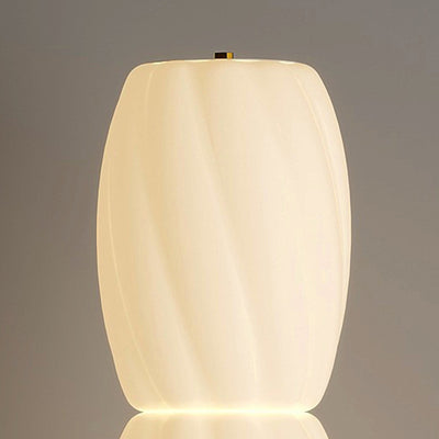 Lámpara de pie LED con base de mármol y pantalla de algodón PE de simplicidad contemporánea para dormitorio 
