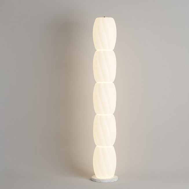 Lámpara de pie LED con base de mármol y pantalla de algodón PE de simplicidad contemporánea para dormitorio 