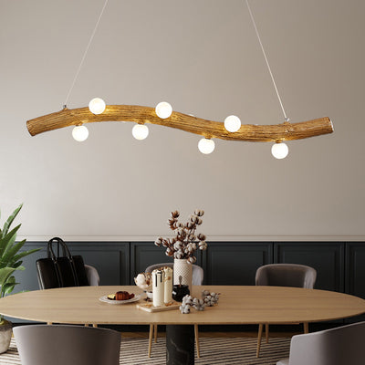 Traditional Chinese Zen Resin Trunk Hardware Glass Ball Shade 6/10-Light Chandelier Island Light For Living Room