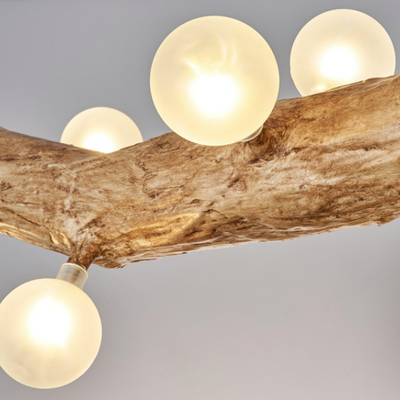 Traditional Chinese Zen Resin Trunk Hardware Glass Ball Shade 6/10-Light Chandelier Island Light For Living Room