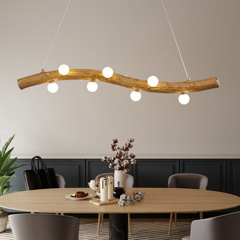 Traditional Chinese Zen Resin Trunk Hardware Glass Ball Shade 6/10-Light Chandelier Island Light For Living Room