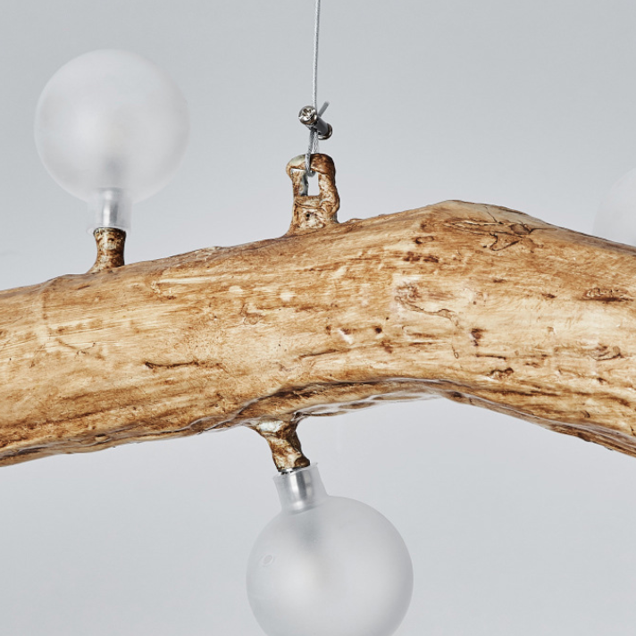 Traditional Chinese Zen Resin Trunk Hardware Glass Ball Shade 6/10-Light Chandelier Island Light For Living Room