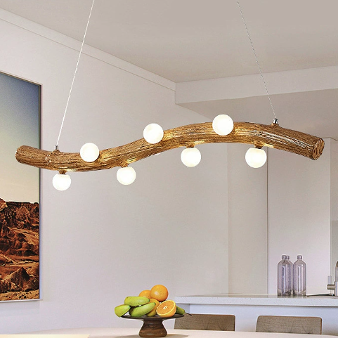 Traditional Chinese Zen Resin Trunk Hardware Glass Ball Shade 6/10-Light Chandelier Island Light For Living Room