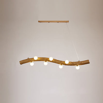 Traditional Chinese Zen Resin Trunk Hardware Glass Ball Shade 6/10-Light Chandelier Island Light For Living Room