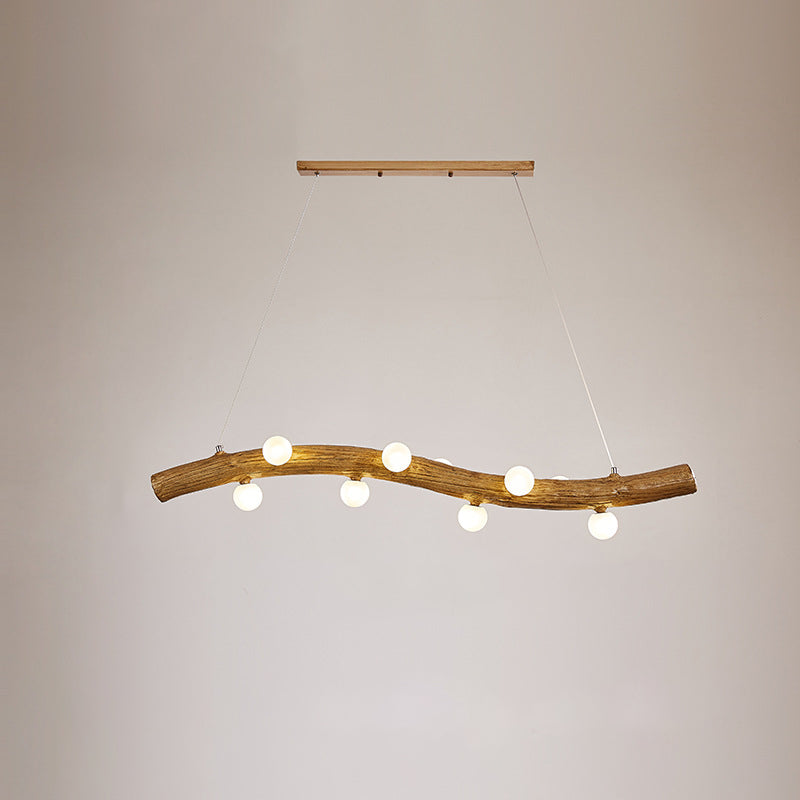 Traditional Chinese Zen Resin Trunk Hardware Glass Ball Shade 6/10-Light Chandelier Island Light For Living Room
