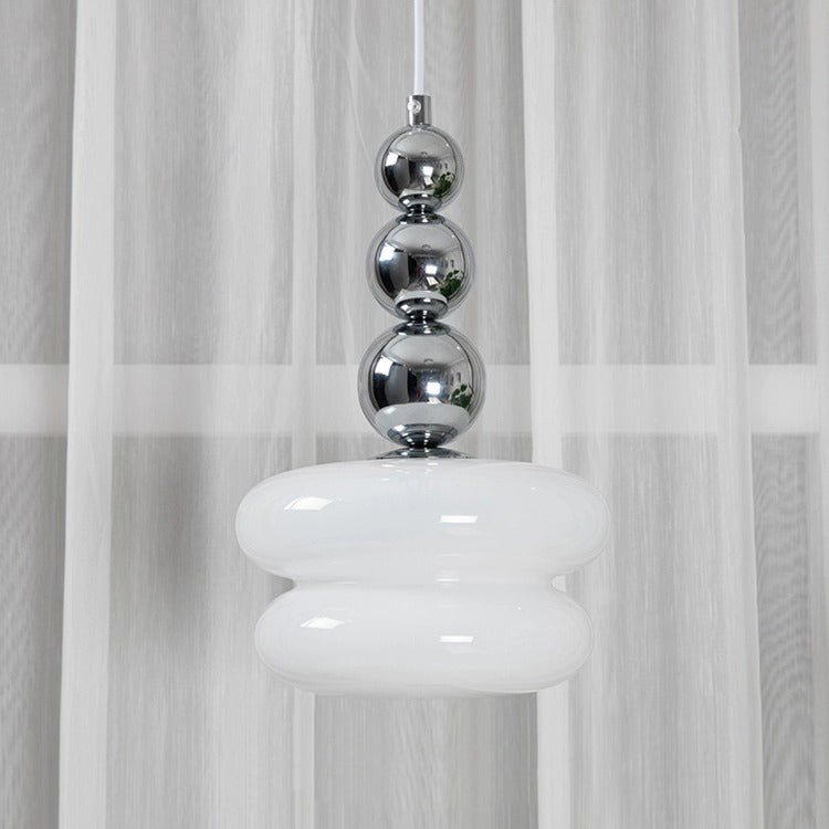 Abat-jour rond en verre de fer nordique contemporain 1-lumière suspension pour salon 