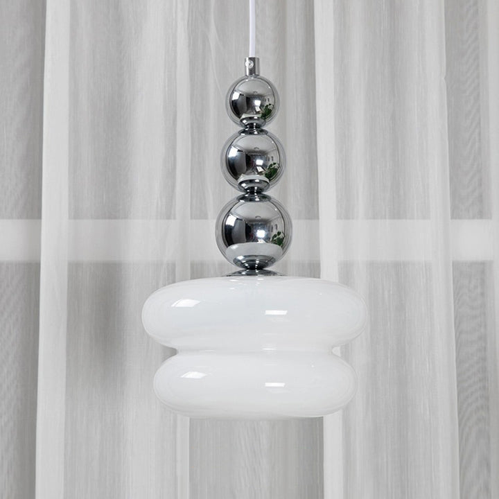 Abat-jour rond en verre de fer nordique contemporain 1-lumière suspension pour salon 