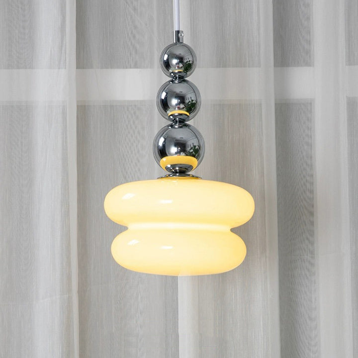 Abat-jour rond en verre de fer nordique contemporain 1-lumière suspension pour salon 
