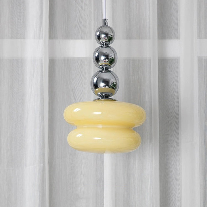 Abat-jour rond en verre de fer nordique contemporain 1-lumière suspension pour salon 