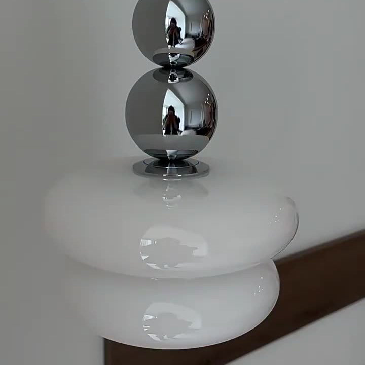 Abat-jour rond en verre de fer nordique contemporain 1-lumière suspension pour salon 