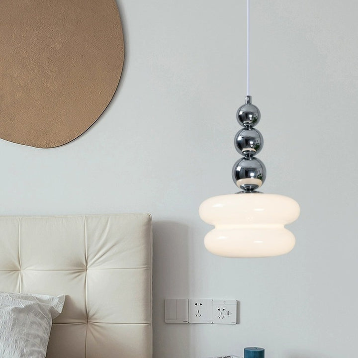 Abat-jour rond en verre de fer nordique contemporain 1-lumière suspension pour salon 
