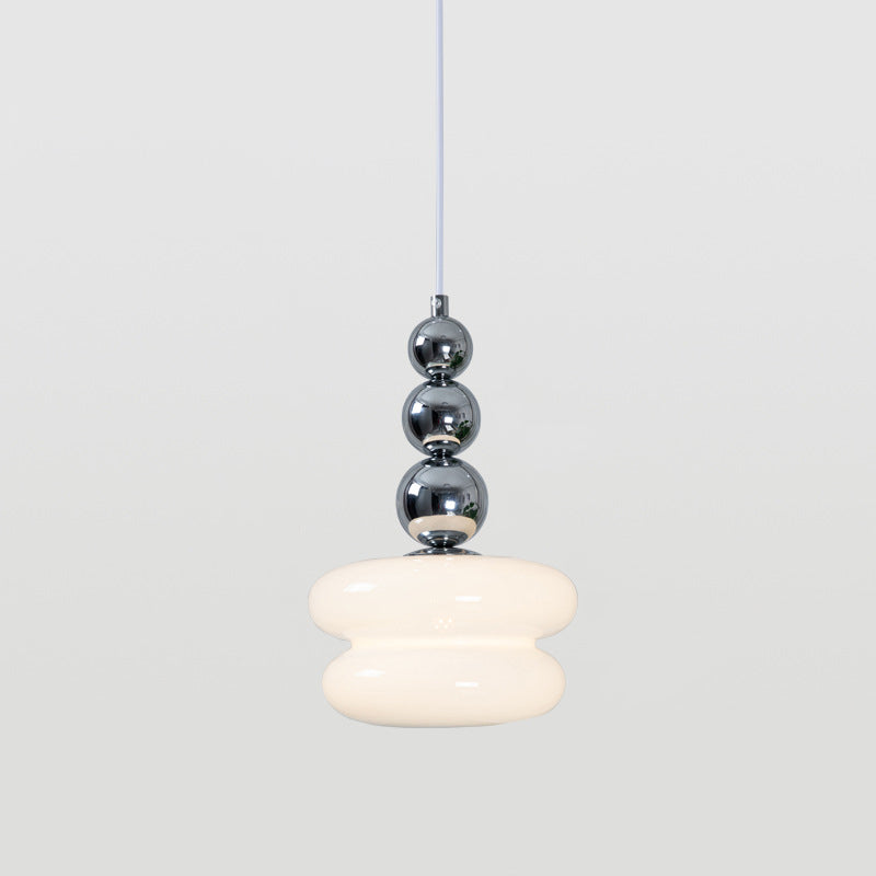 Abat-jour rond en verre de fer nordique contemporain 1-lumière suspension pour salon 