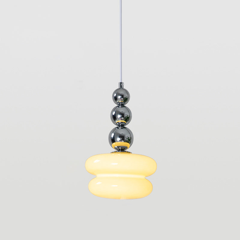 Abat-jour rond en verre de fer nordique contemporain 1-lumière suspension pour salon 