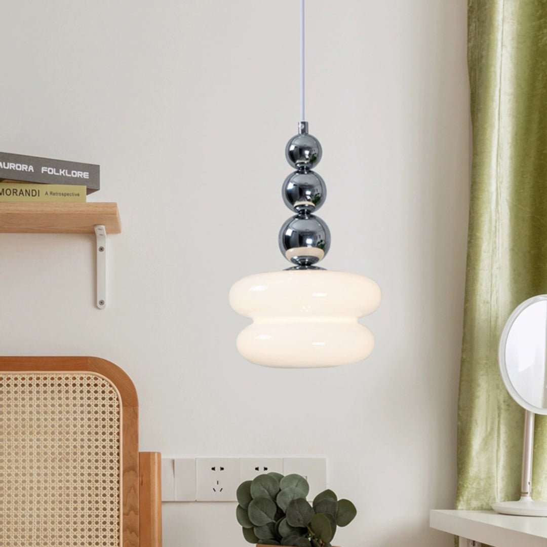 Abat-jour rond en verre de fer nordique contemporain 1-lumière suspension pour salon 