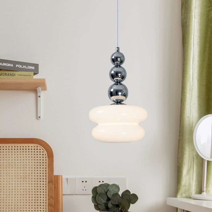 Abat-jour rond en verre de fer nordique contemporain 1-lumière suspension pour salon 