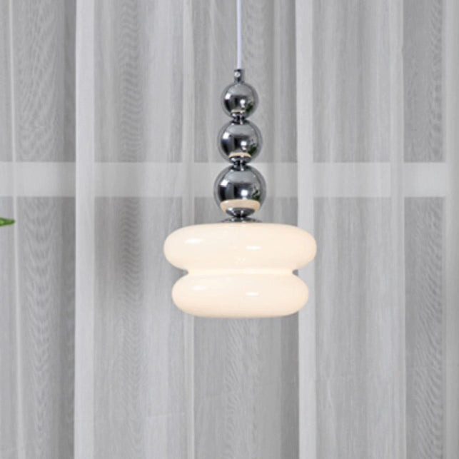 Abat-jour rond en verre de fer nordique contemporain 1-lumière suspension pour salon 
